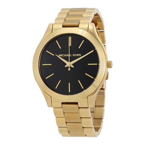 michael kors slim runway watch black and gold|michael kors oversized runway watch.